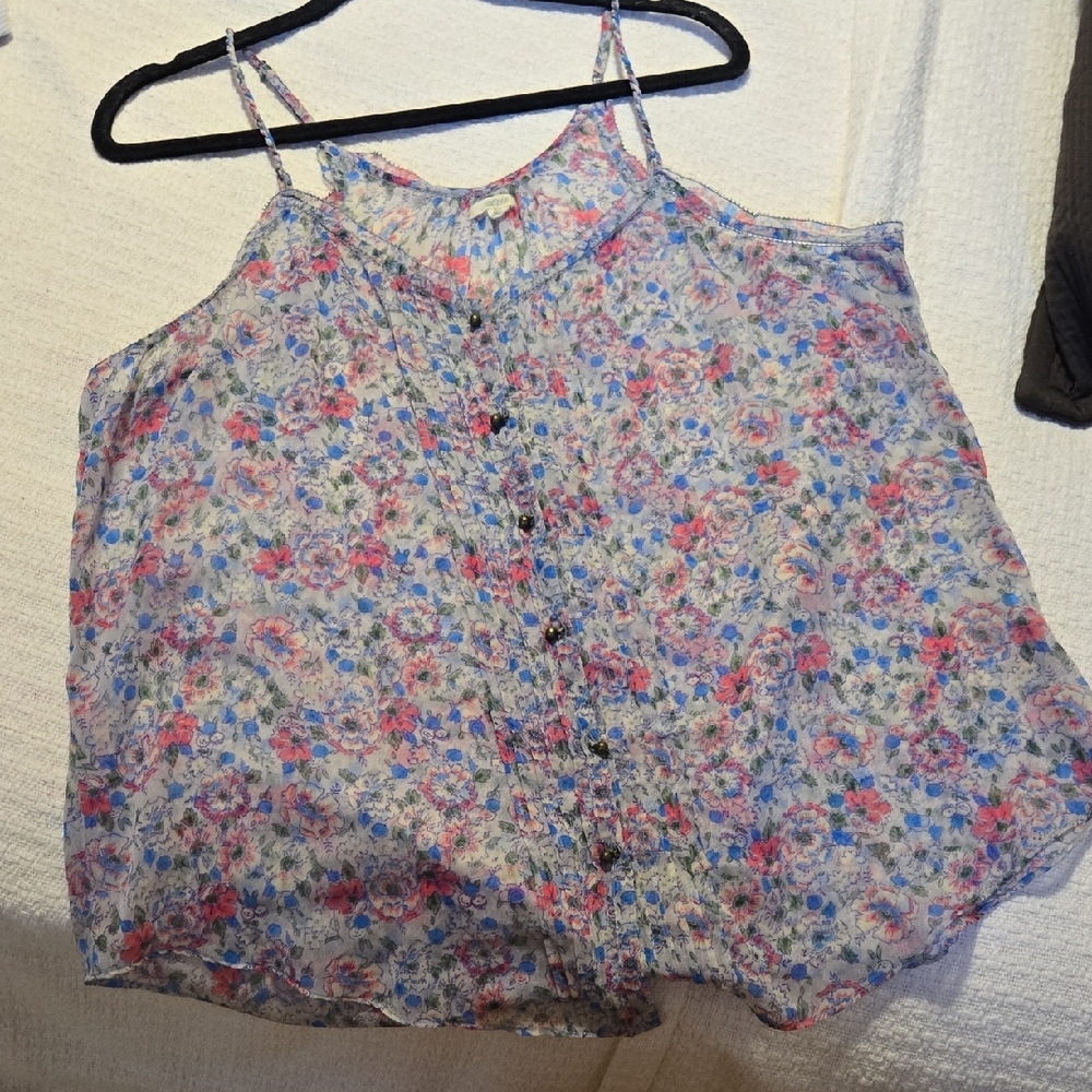 Aerie Floral Button-Down Blouse - XL